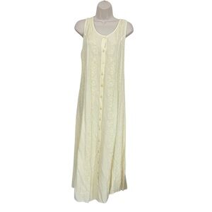 Vintage Y2K Cubicle Embroidered Sleeveless Yellow Sundress Cottage Core One Size